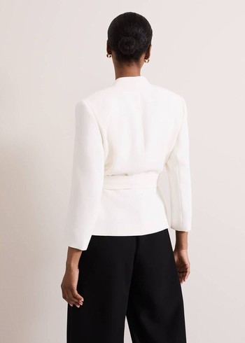 Phase Eight Sophin Ivory Corsage Coats White USA | 0671382-DJ